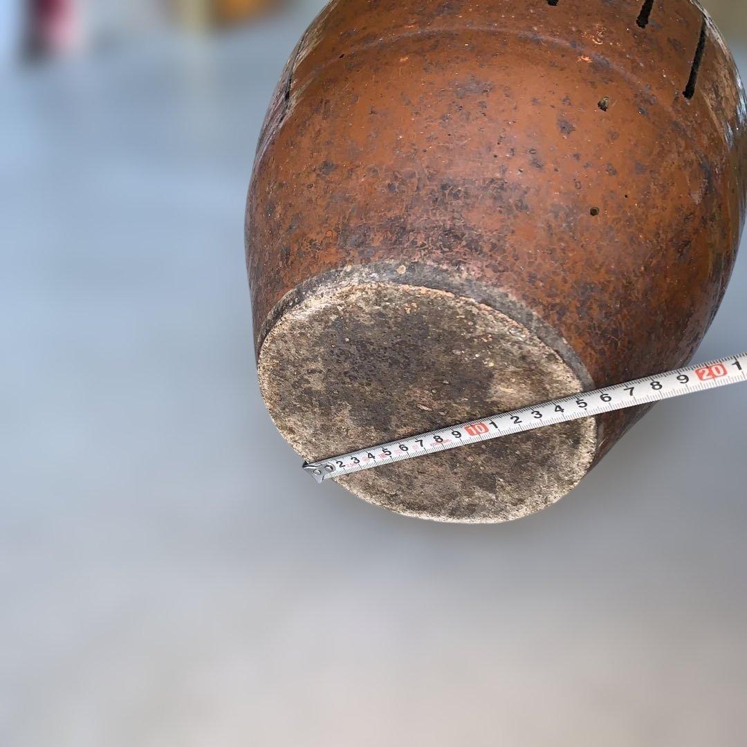 茶色の陶器製，百年灰釉双耳壺 特大32.6㎝ 日本古陶 古美術品 旧家収蔵品