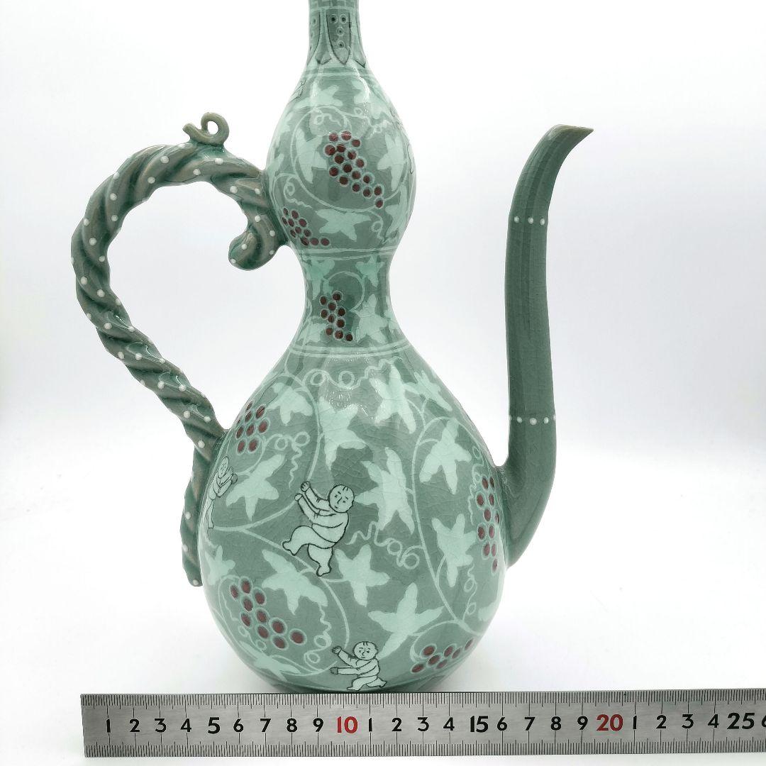 a615 水注　葡萄唐草盛盞瓶　韓国　青磁　古物　煎茶　茶器　茶道　茶道具