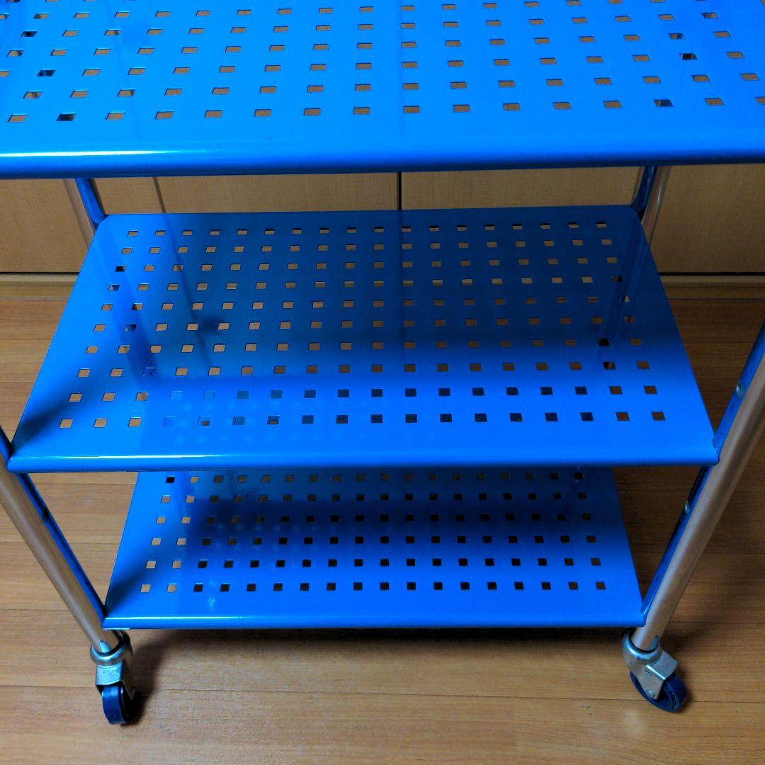 【Innovator】マルチワゴン三段シェルフ（ブルー