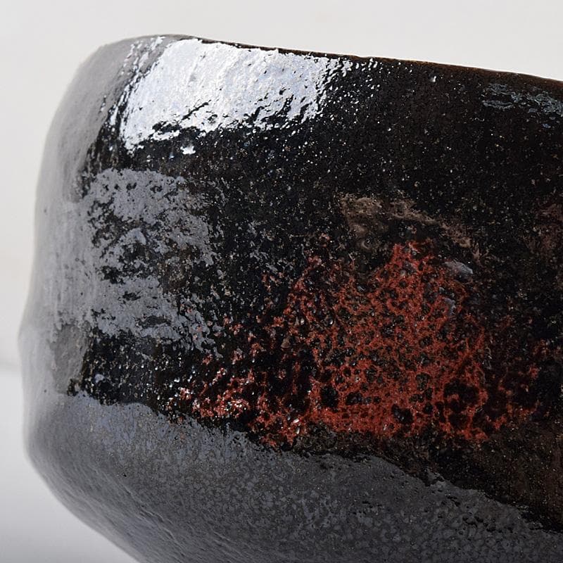 M5 　楽吉左衛門　九代了入作　黒楽茶碗　銘「曙」　極め箱　M　R8071