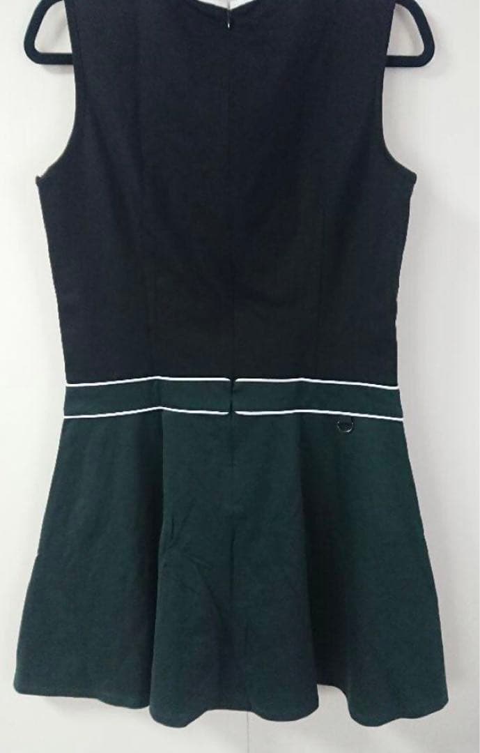 LANVINスポール　ノースリーブワンピース　グリーン　ブラック