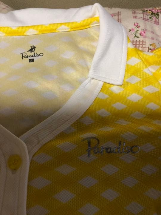 美品　パラディーゾ テニス　ウエア　3点セット　LL イエロー　チェック