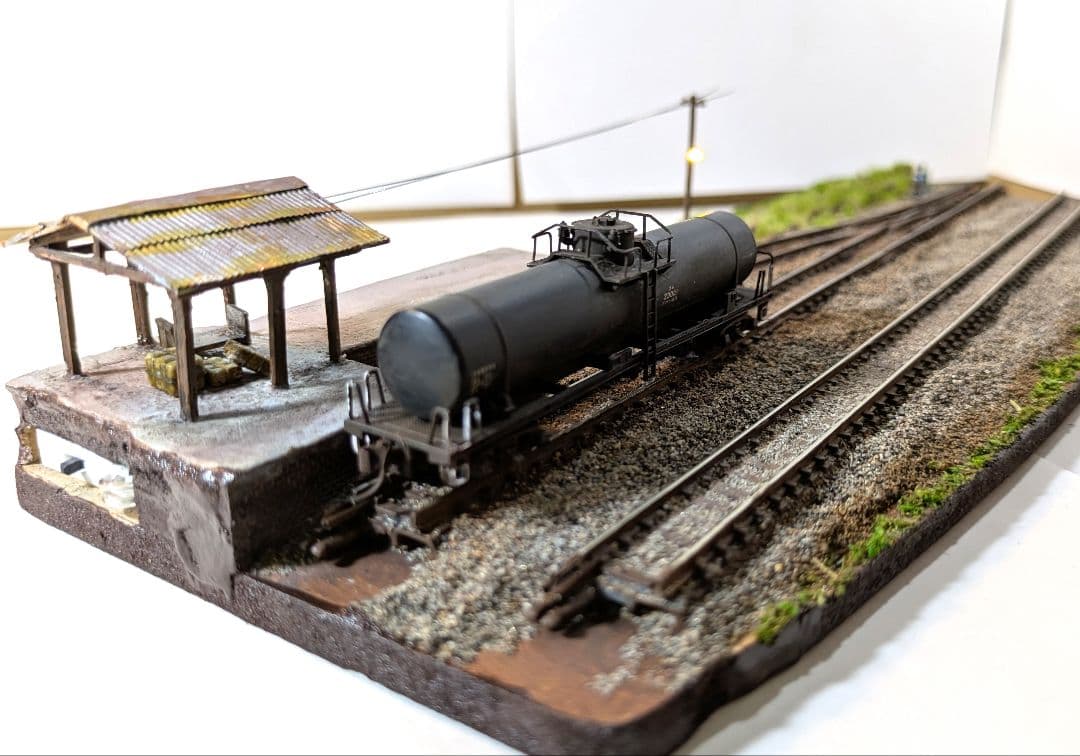 食*ン様 Ｎゲージ・ジオラマ展示台【昭和の貨車留置線】※タンク貨車付き！