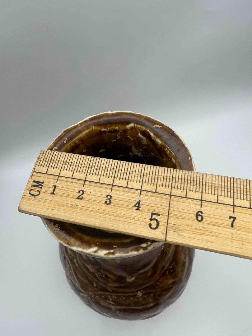 金～元時代　褐釉花草文花瓶　花入　花瓶　茶道具　香道具(B-63)