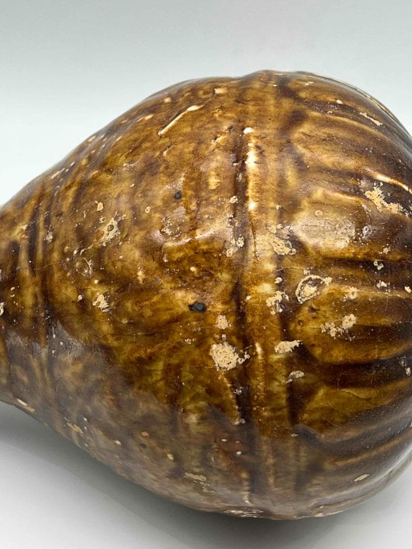 金～元時代　褐釉花草文花瓶　花入　花瓶　茶道具　香道具(B-63)