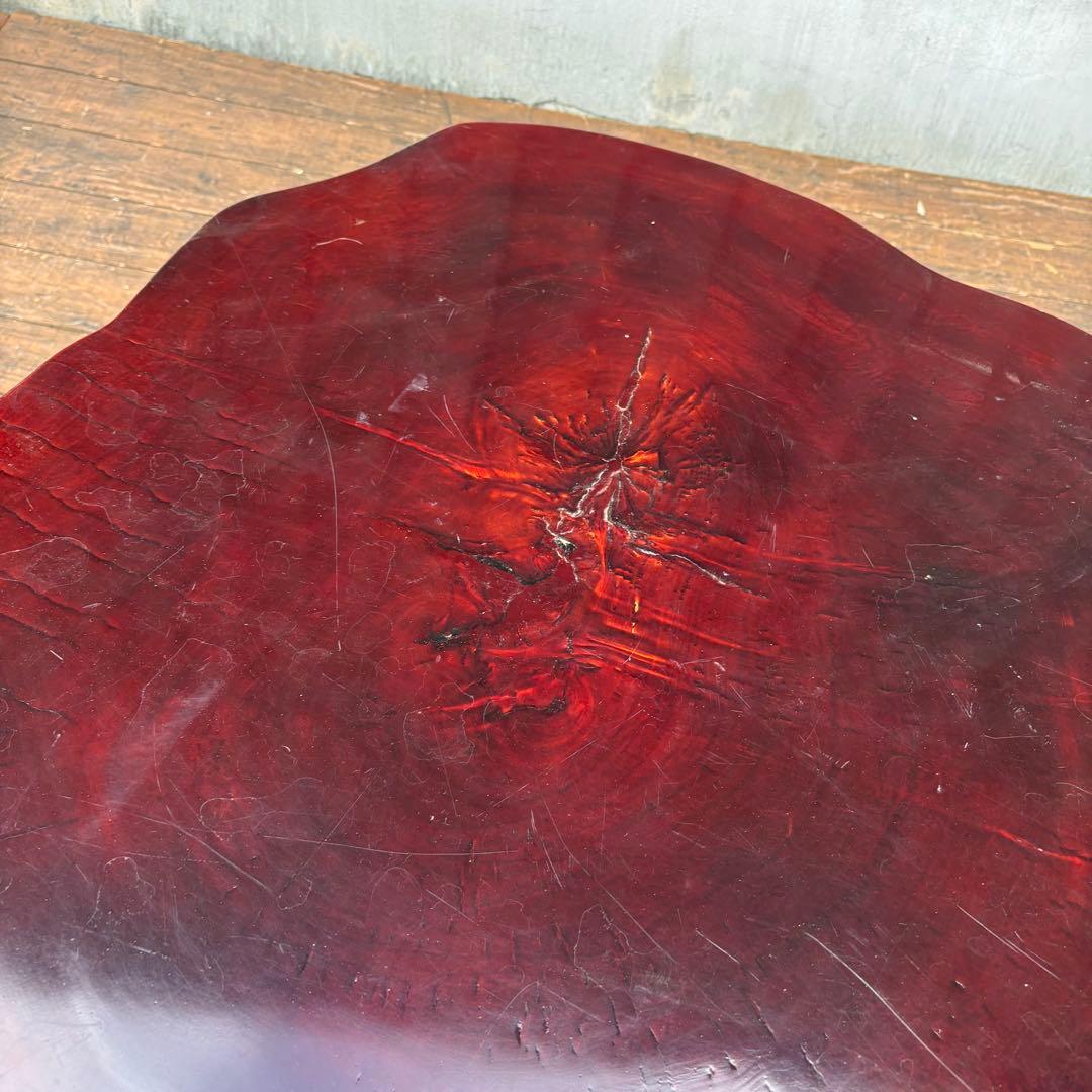 昭和レトロ 木製 天然木 欅材 一枚板 脚付き 大型 座卓 センターテーブル