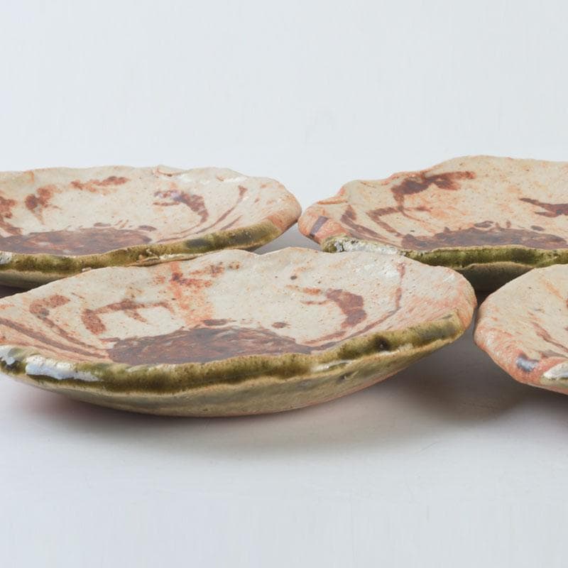 和食器　茶懐石　織部焼　蟹図　銘々皿　五客　C　9286