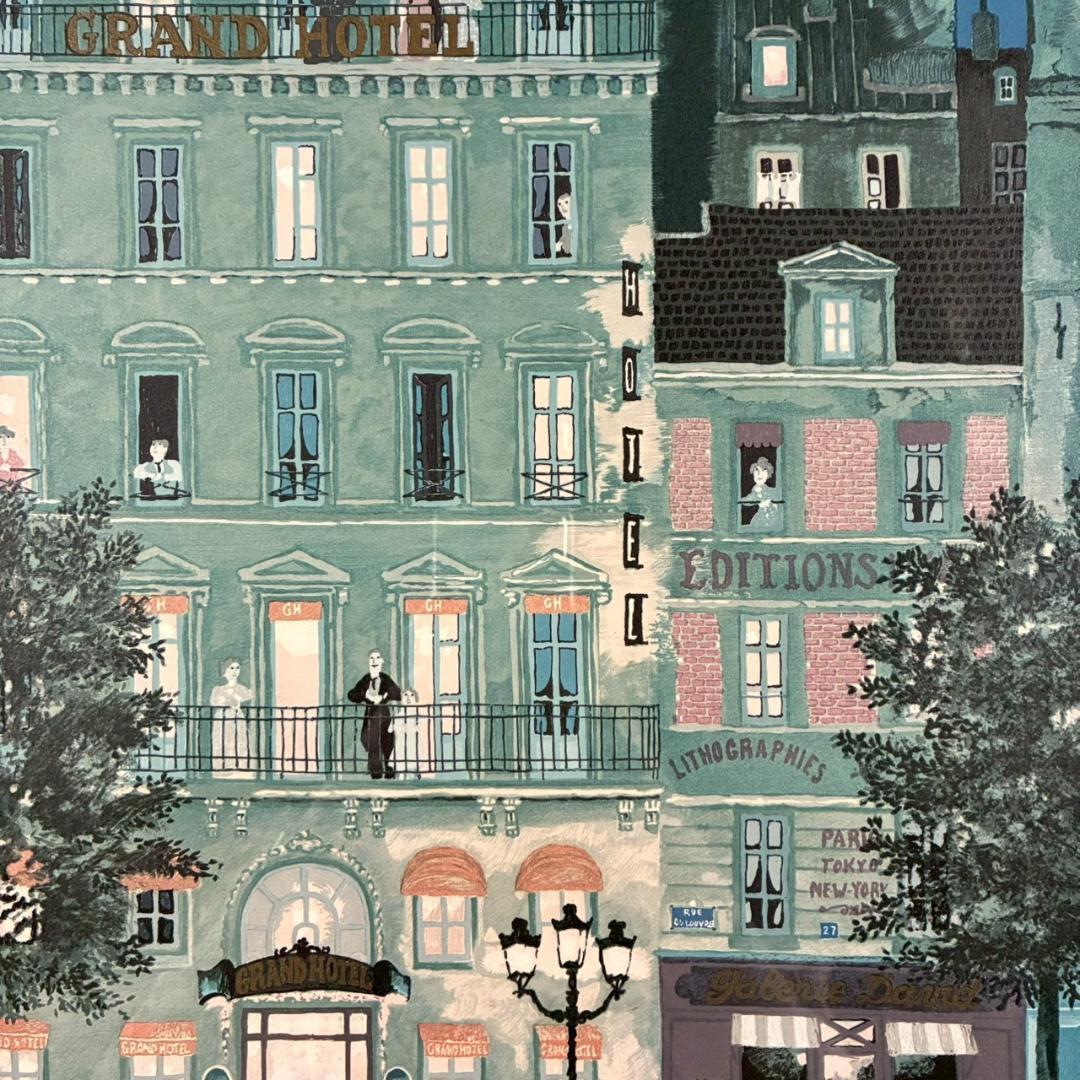 ミッシェル・ドラクロワ「グランドホテル」リトグラフ 大作 直筆サイン入 人気作家