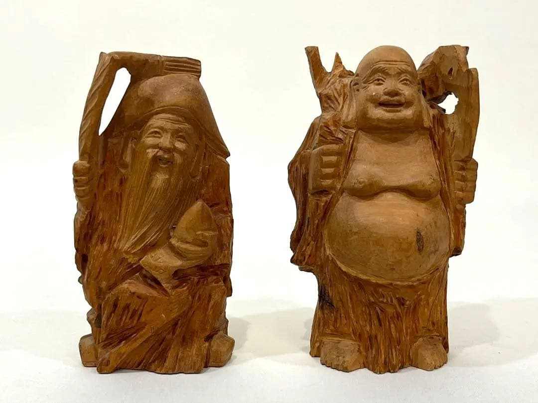 縁起物★七福神セット 木彫りの金運・招福・開運 置物 昭和レトロ アンティーク