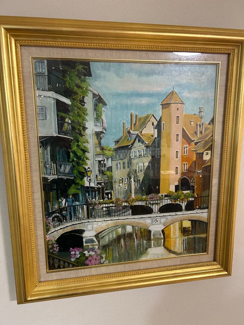 原良次の油彩画、[花のある町・フランス] サイズ　F10