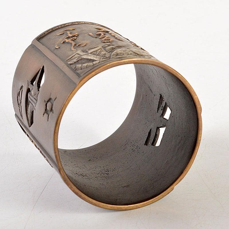 茶道具　高岡銅器　金谷宗林作　三十六歌仙　蓋置　共箱　V　6814