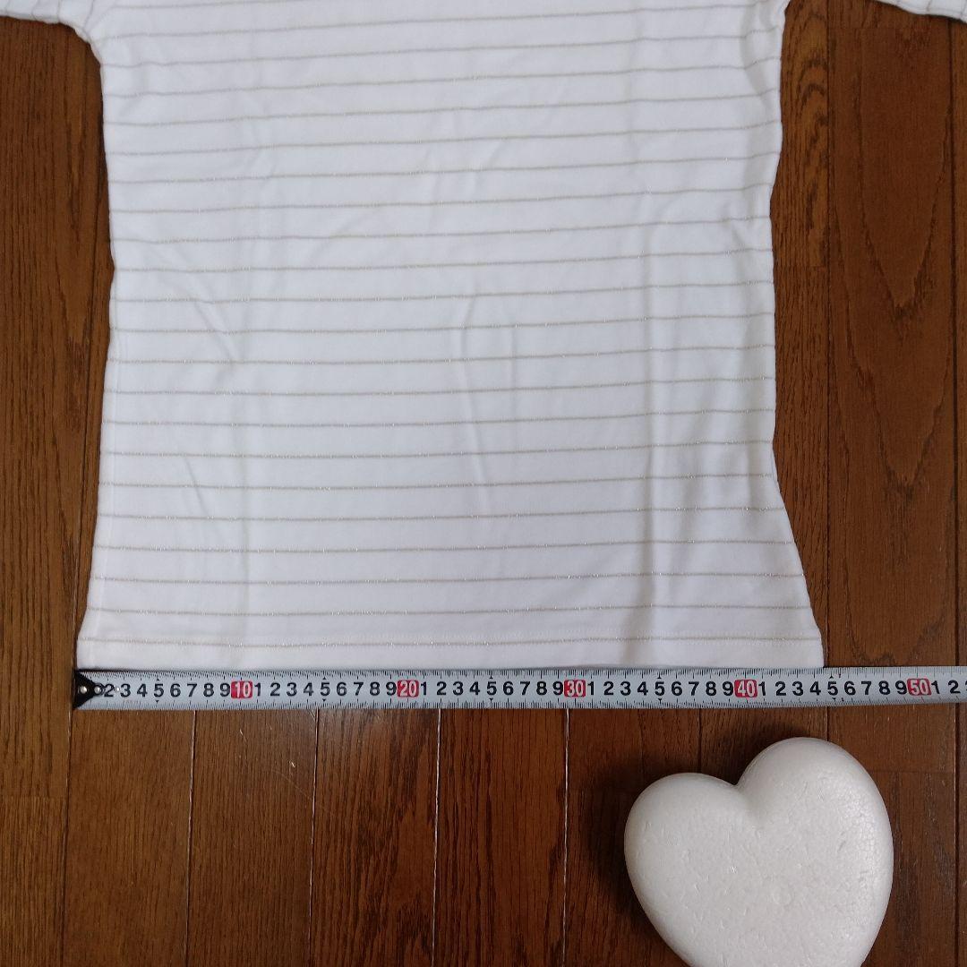 callaway 長袖ハイネックシャツ　レディースサイズ　L 白/銀ボーダー