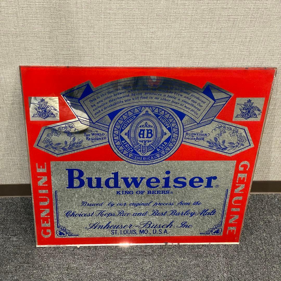 【バドワイザー Budweiser 】パブミラー 看板 アメリカン