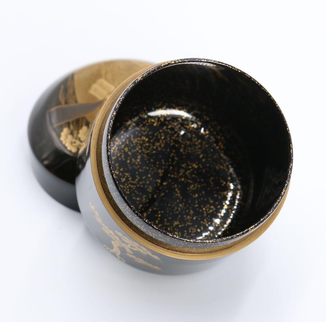 北浜風月作 塩釜蒔絵雪吹 棗 輪島塗 金蒔絵 共箱 茶道具　SC82