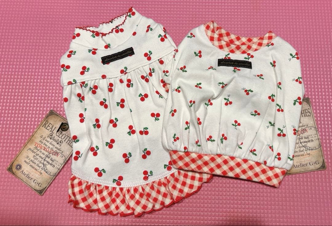 アトリエgg★チェリー柄パフTシャツ19ハーフ★ateliergg