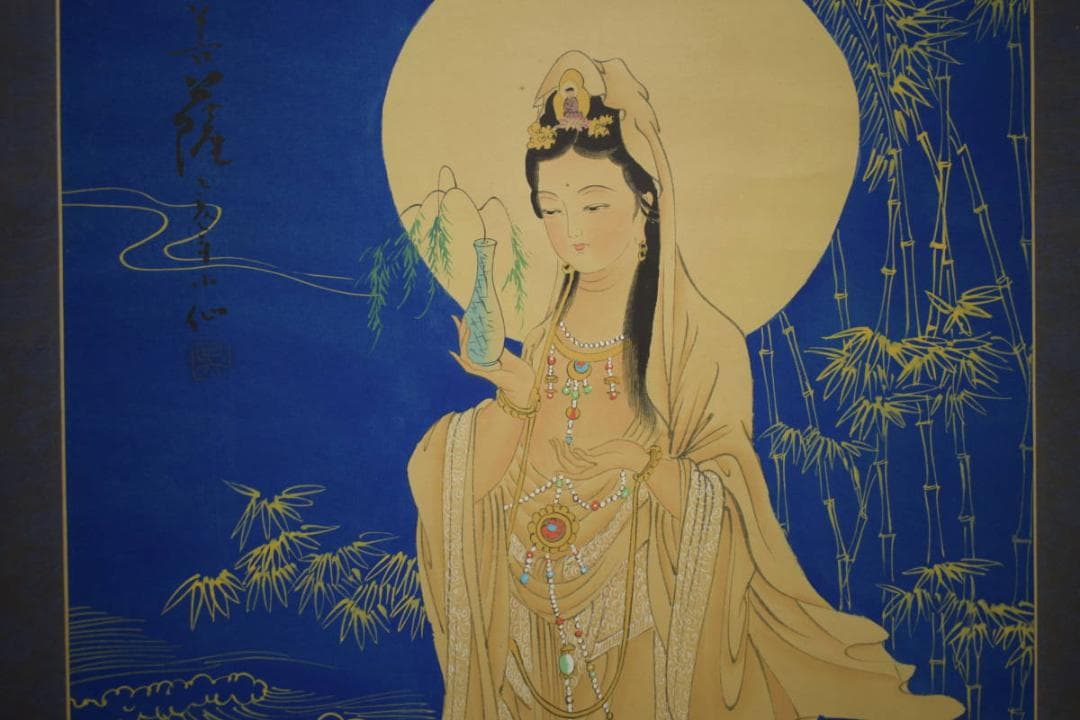 不詳/作者不詳/観音図/中国画/布袋屋掛軸HI-836