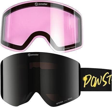 Powster スキーゴーグル 雪上OTGスキー板ゴーグル磁性交換レンズ付き