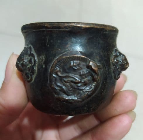 古玩古品模古銅器宣字香炉純銅復古黄銅小置物