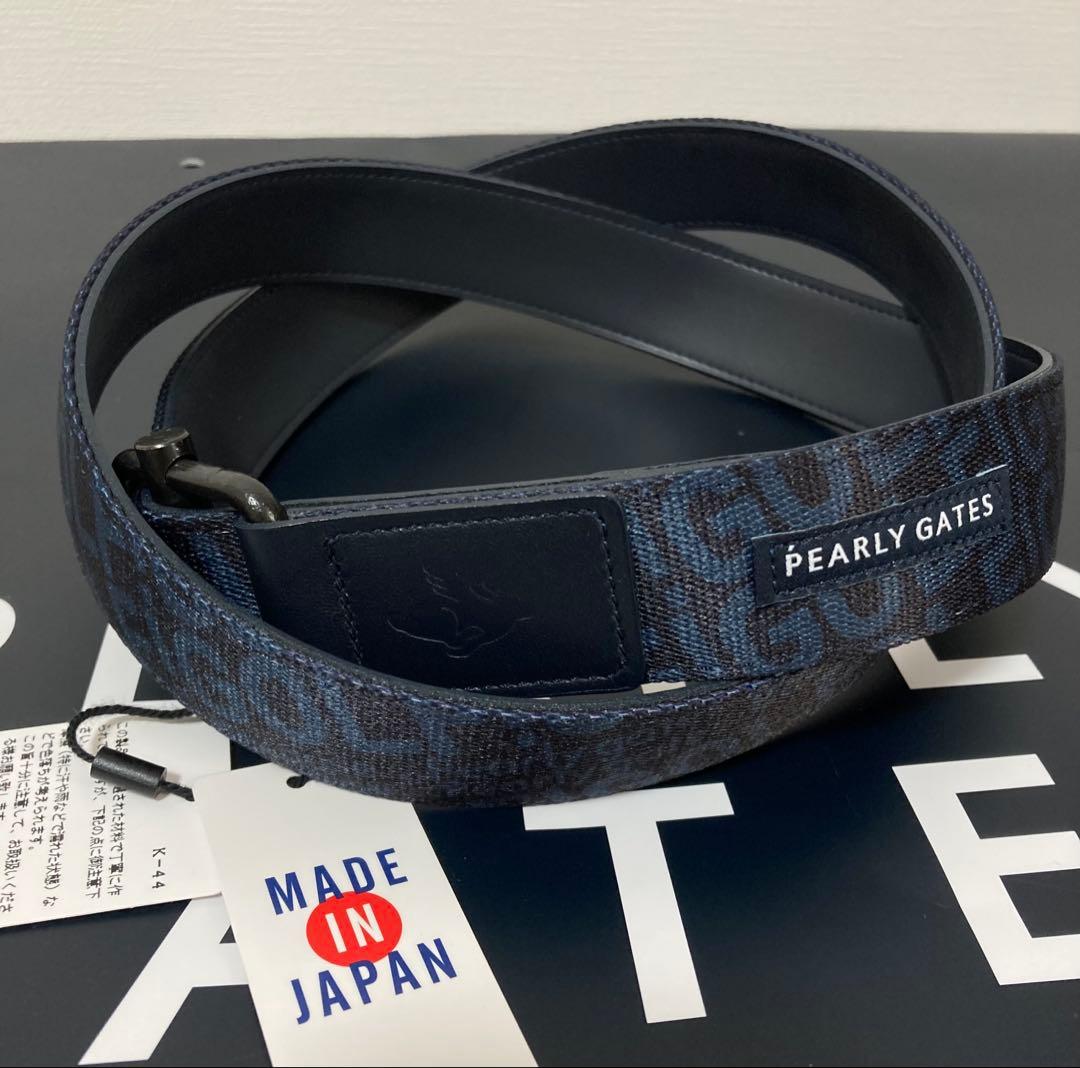 新品 パーリーゲイツ ゴルフロゴプリントテープベルト 紺 UNISEX 日本製