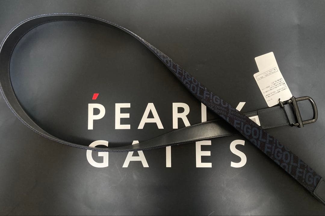 新品 パーリーゲイツ ゴルフロゴプリントテープベルト 紺 UNISEX 日本製
