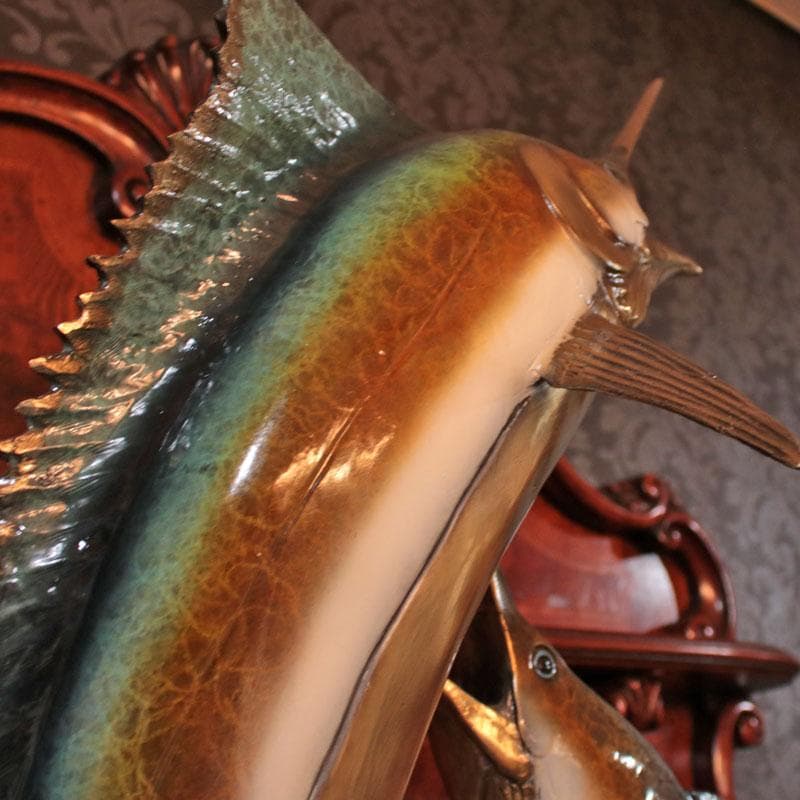 ブロンズ製 カジキマグロ ソードフィッシュ 置物 インテリア 113-443