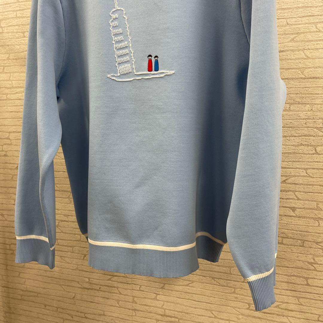PICONE ピサの斜塔刺繍セーター 水色