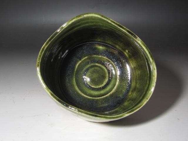 ★　加藤唐九郎　織部茶碗「松風」　目をひく一品です★x426