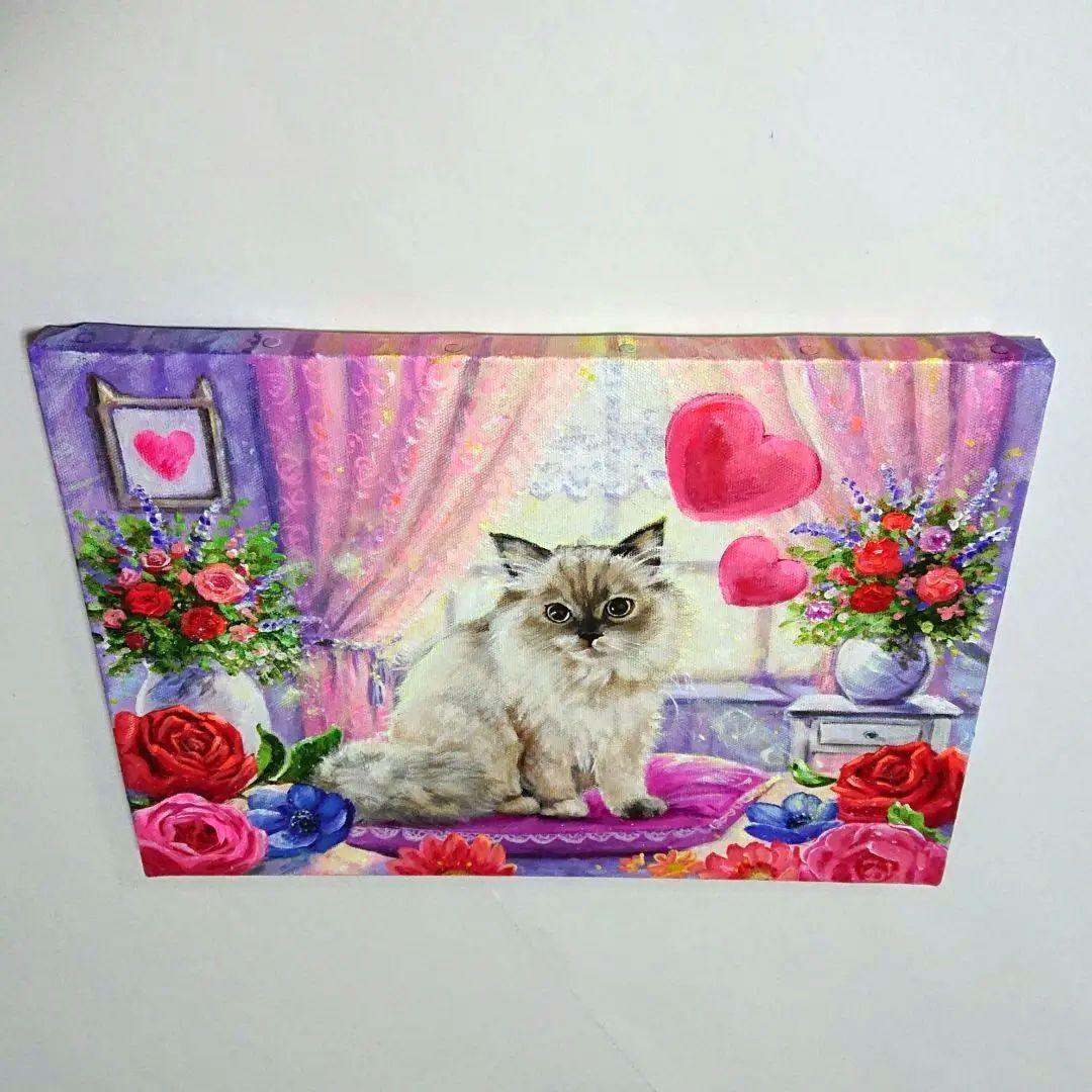 【サイベリアン】アクリル画 F4 動物画 絵画