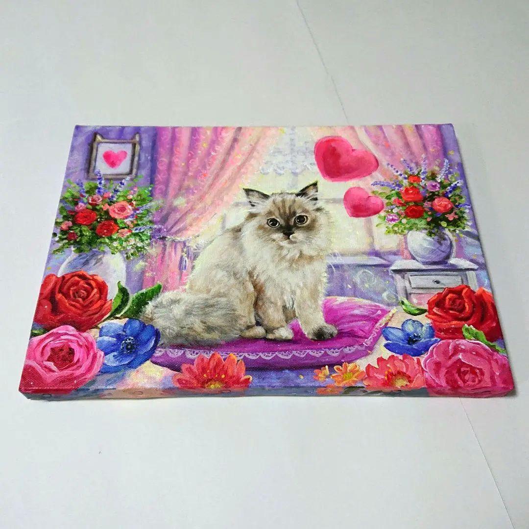 【サイベリアン】アクリル画 F4 動物画 絵画