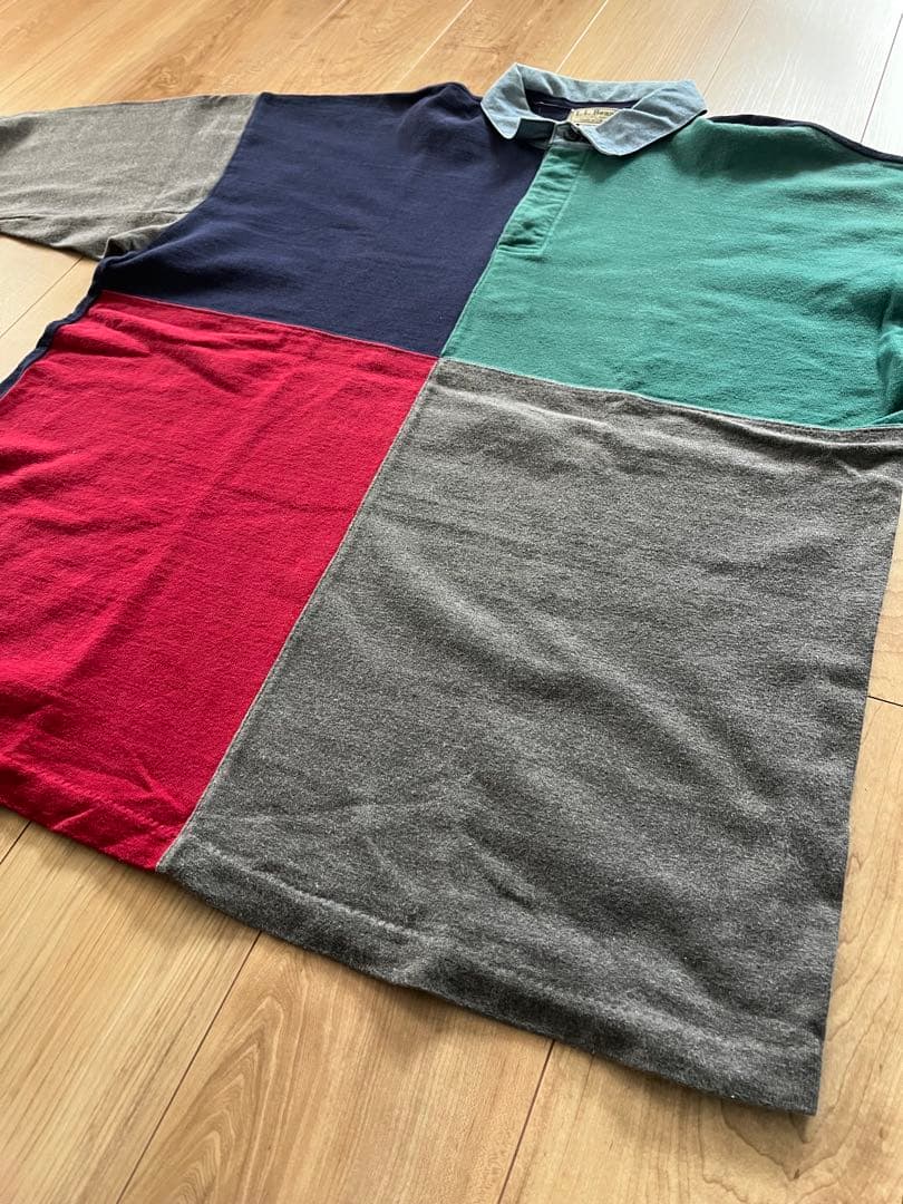 90s L.LBean ラガーシャツ マルチパネル エルエルビーン スウェット