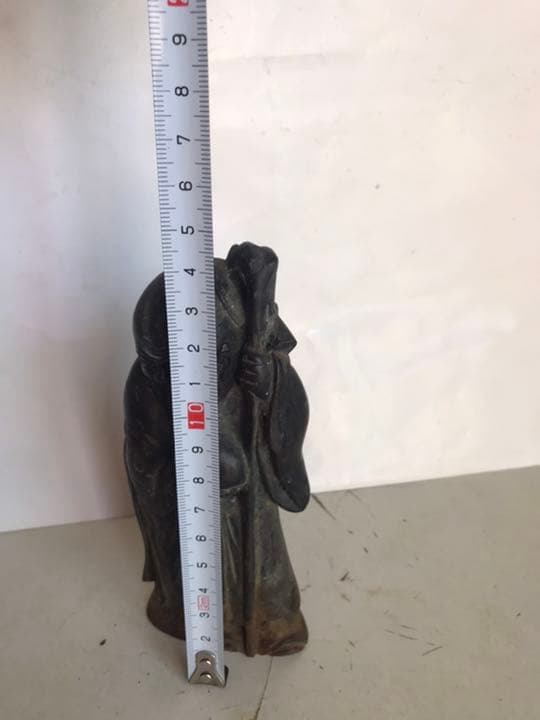 置物古銅製，時代物，緣起物，書房置物，高14cm，重480克