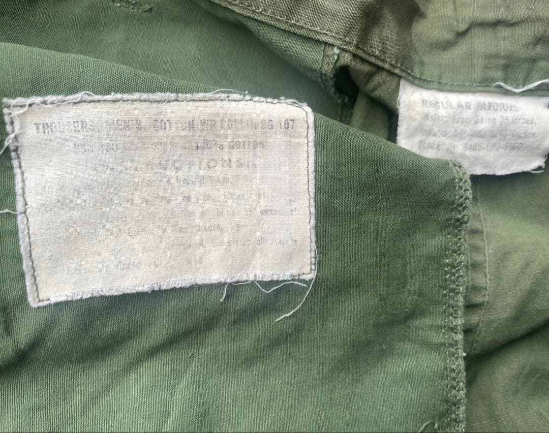 米軍ジャングルファティーグパンツ3rdノンリップ1967年OG107サイズM/R