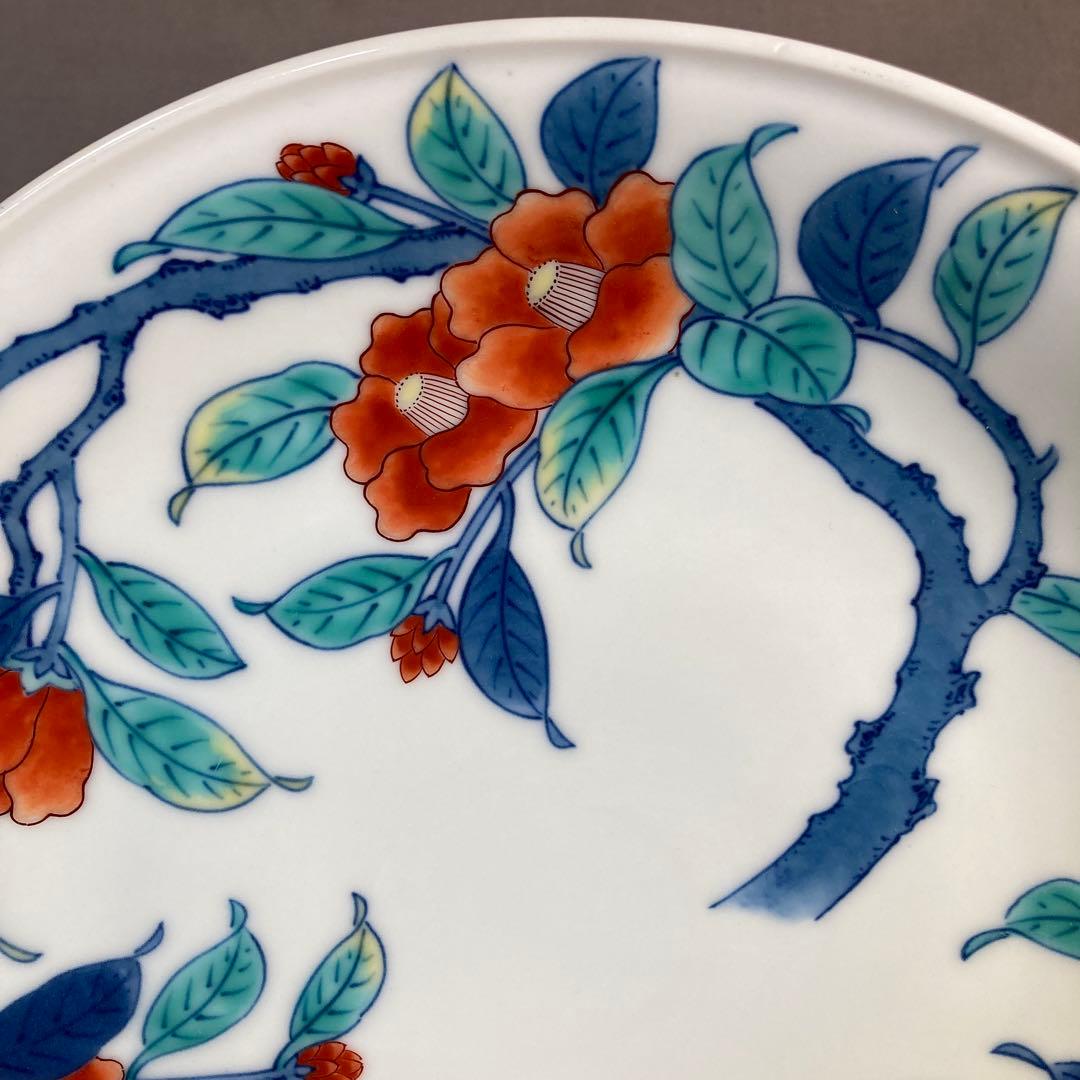 【今右衛門】色鍋島の伝統　人間国宝　十三代今泉今右衛門作　色鍋島錦椿絵　額皿