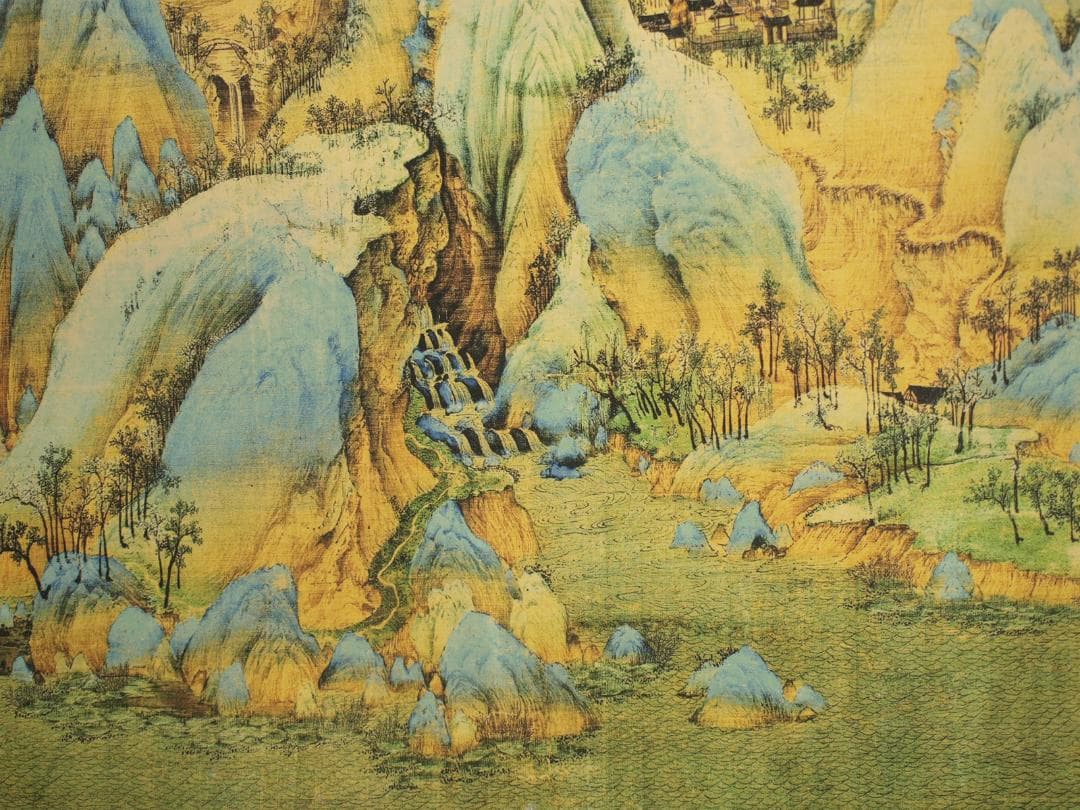 中国北宋時代　千裹江山図　人物掛け軸　激安骨董品　捲り BD648A13-3