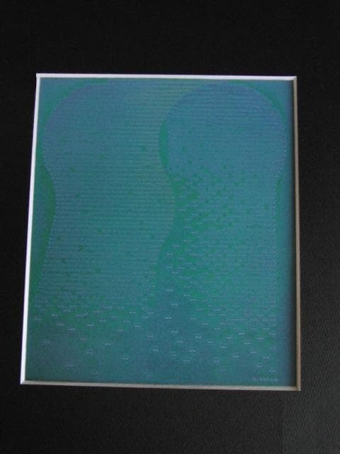 志野和男、【緑風 】、希少な額装用画集画、新品高級額 額装付、状態良好