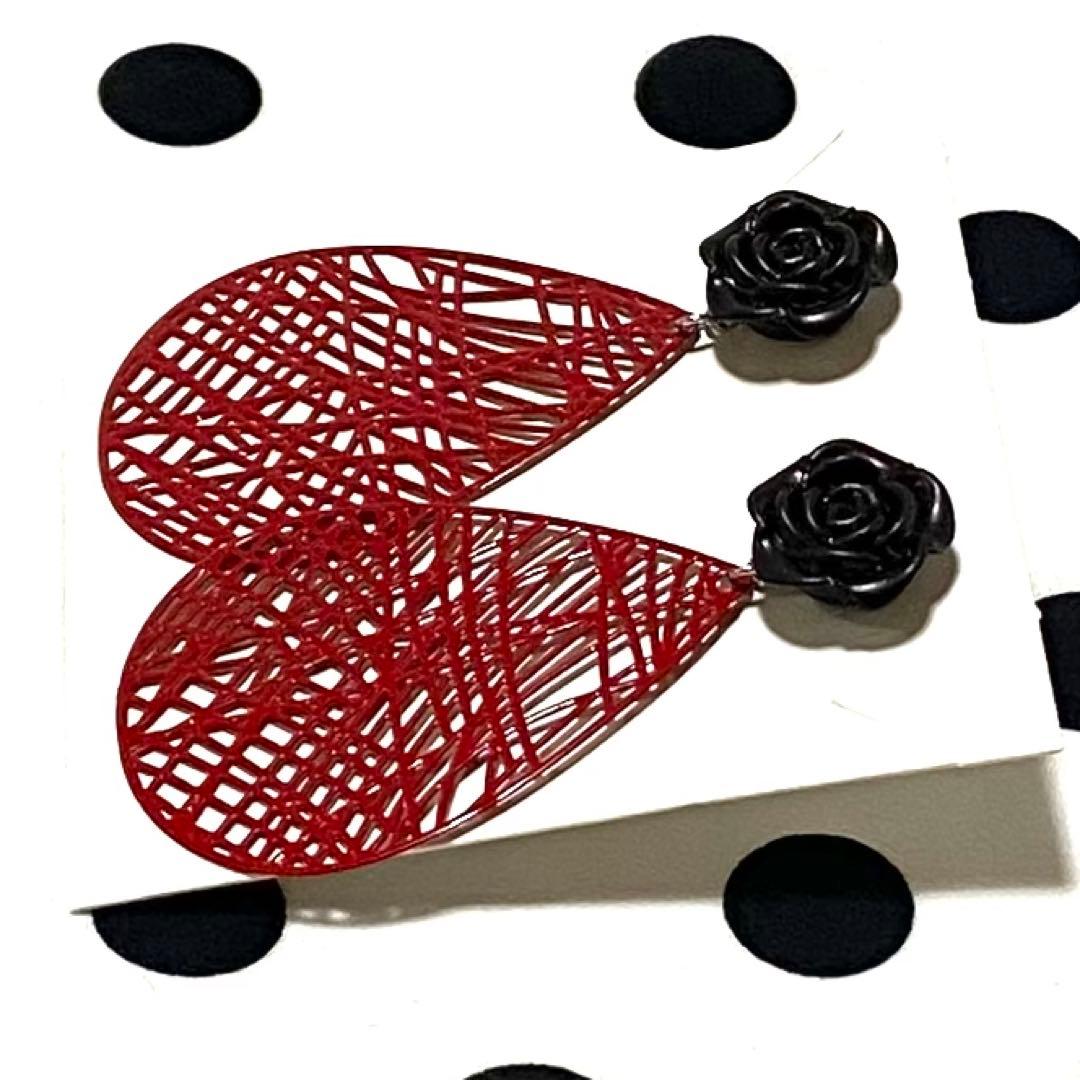 よーくん　シルバー ×赤バラのペイネシージョ2個＆イヤリング他　計3点