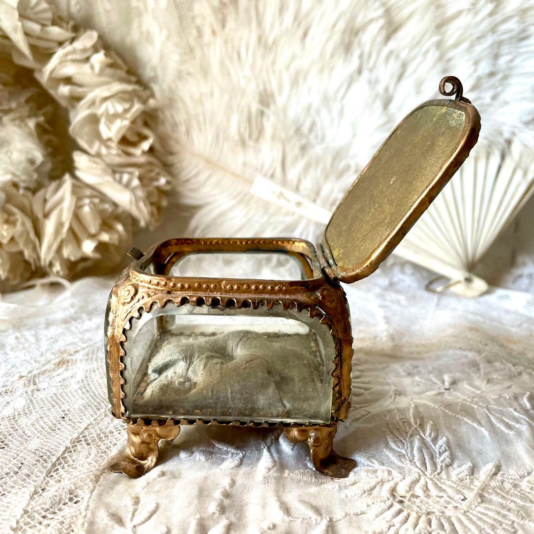 ノートルダム大聖堂ベベルガラスジュエリーボックス　ケース　フランスアンティーク