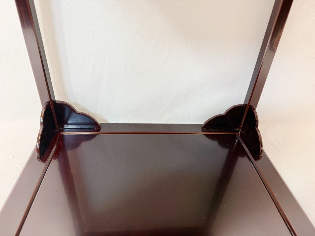 ほぼ未使用 茶道具 漆専堂造 溜塗 二重棚 茶棚 水指棚 共箱