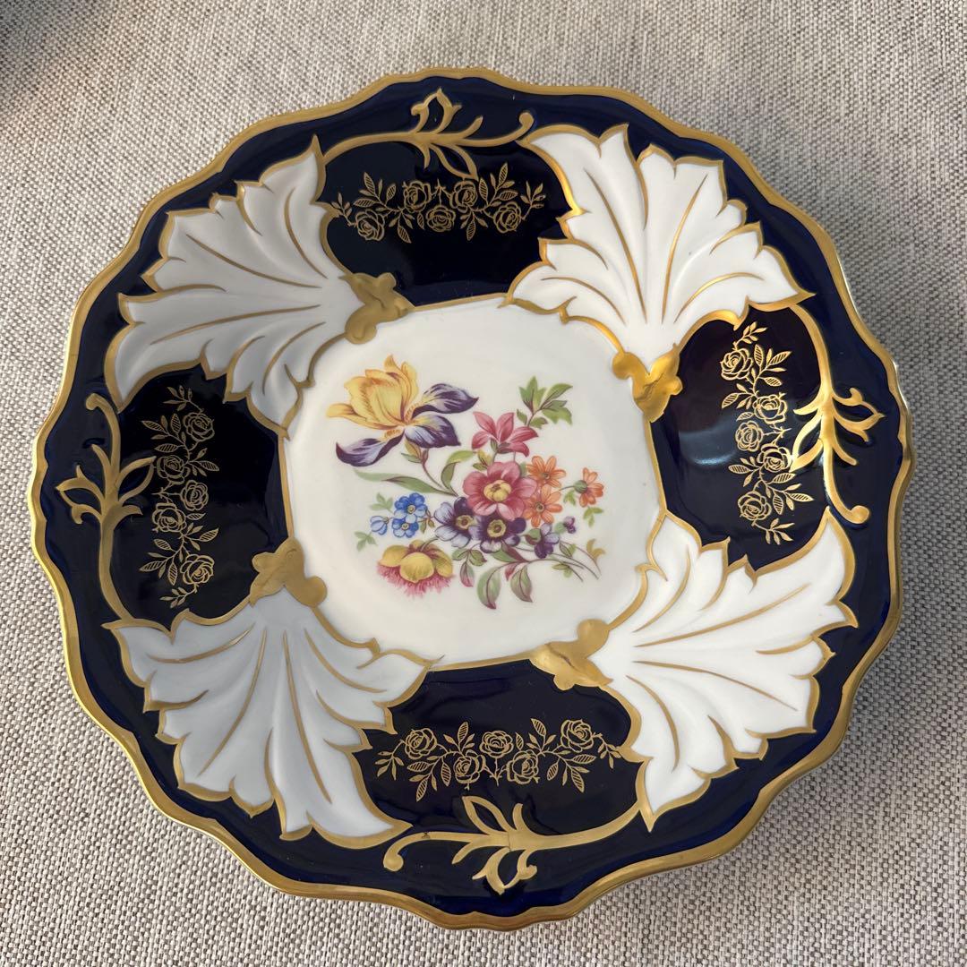 ワイマール　WEIMAR 金彩コバルトブルー フラワー　プレート4枚セット