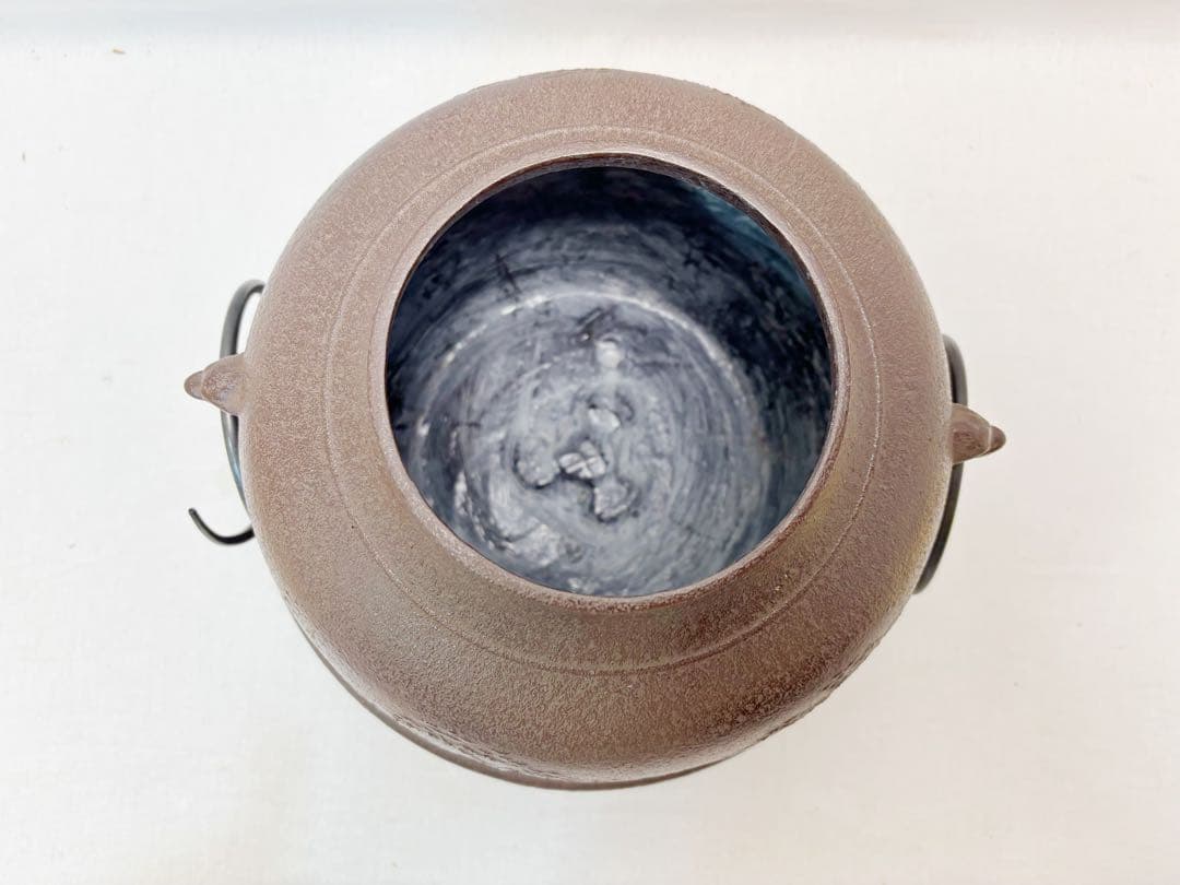 未使用 茶道具 人間国宝 釜師 佐藤浄清造 浜松地紋 真形釜 釜印 釜鐶付 共箱