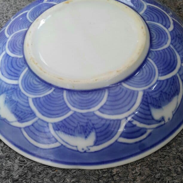 江戸中期　古伊万里　波うさぎ　波千鳥