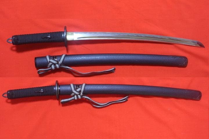 武蔵拵 小刀 二十四代 藤原兼房作 薄刃 栗形付 宮本武蔵 模造刀 ★中古品