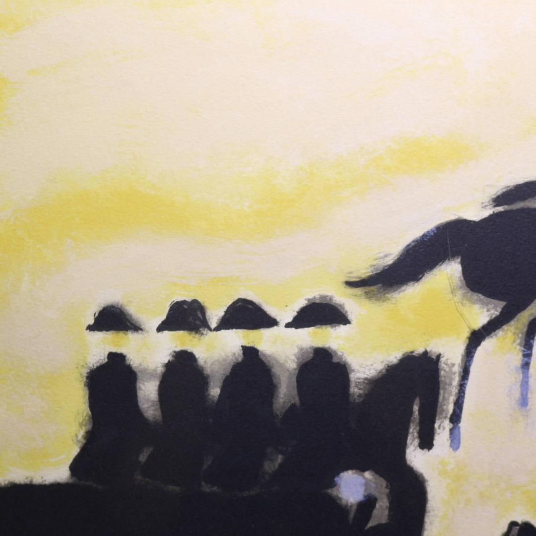 『ソミュールの黒い馬』Andre Brasilier リトグラフ 石版画 額装