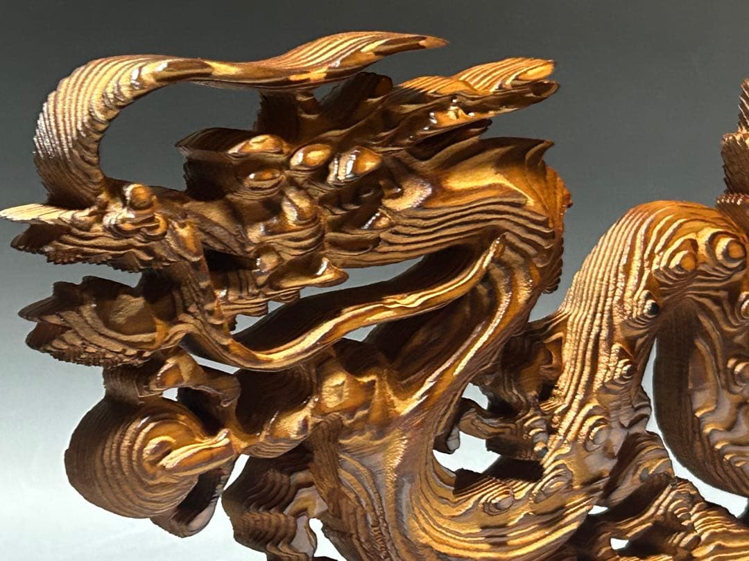 屋久杉　飛龍　置物　39㎝　龍　木彫　木彫り