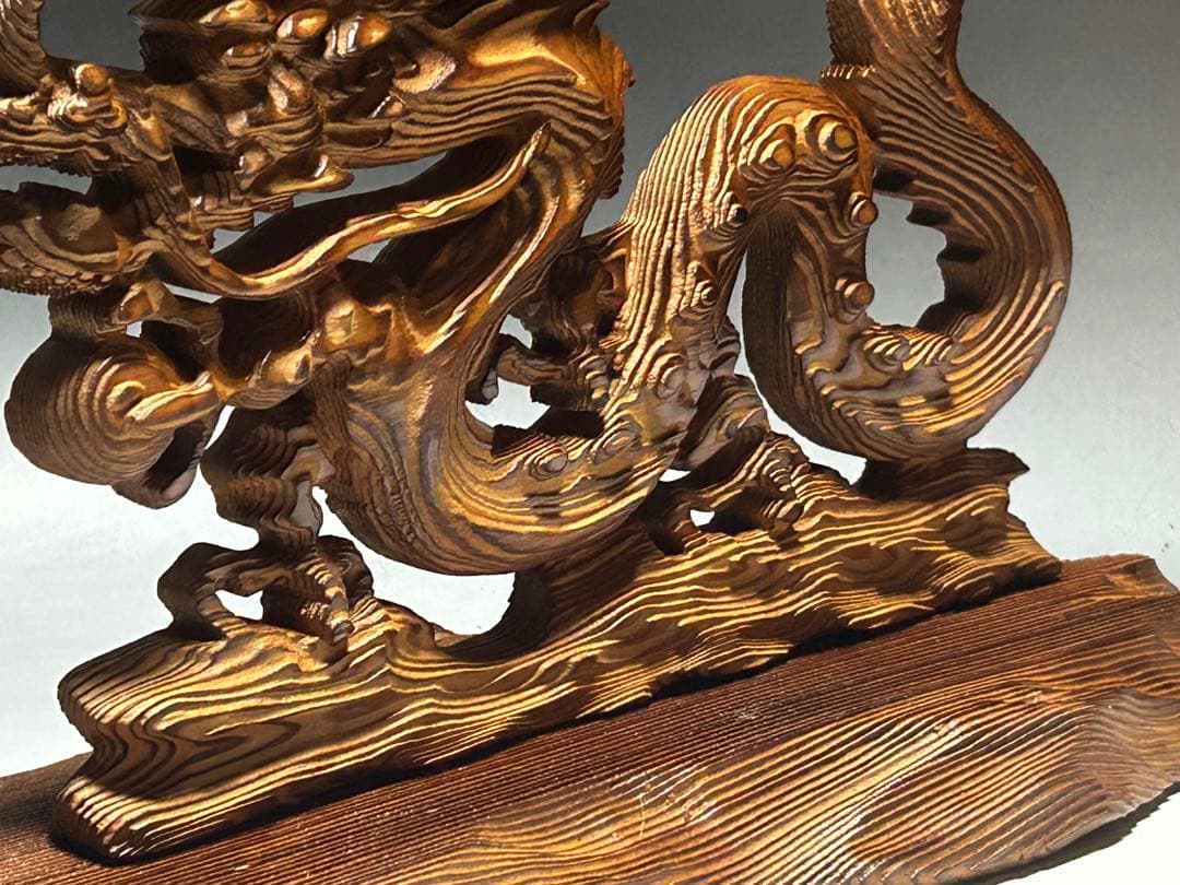 屋久杉　飛龍　置物　39㎝　龍　木彫　木彫り