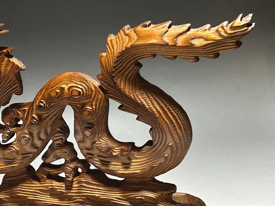 屋久杉　飛龍　置物　39㎝　龍　木彫　木彫り