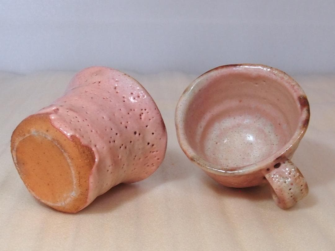 【未使用】志野 半桂窯 石坂徳平 コーヒーカップ2客/ペア 珈琲碗/ティーカップ