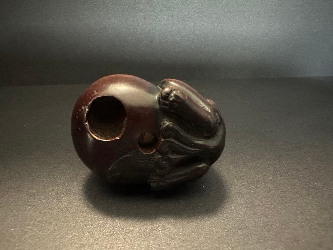 【根付(netsuke)】犬の根付　木製　江戸時代