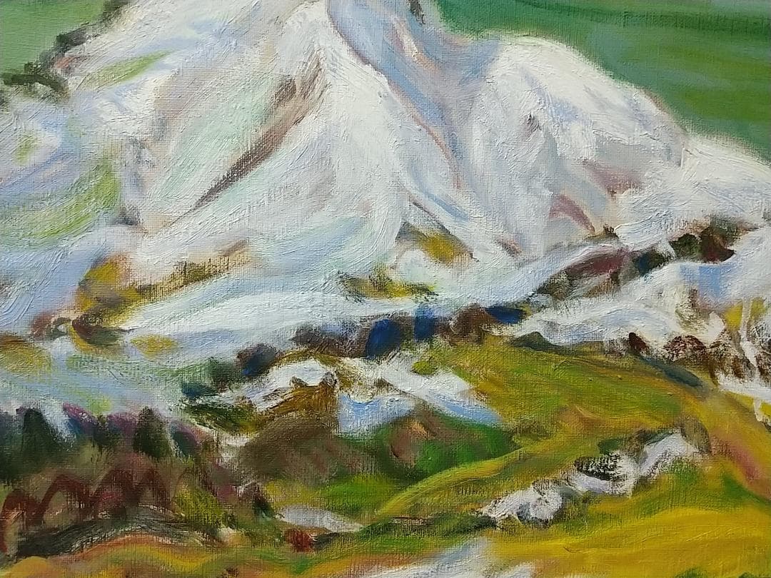 絵画 油彩画 油絵 F6「磐梯浅春」アート 風景画 磐梯山