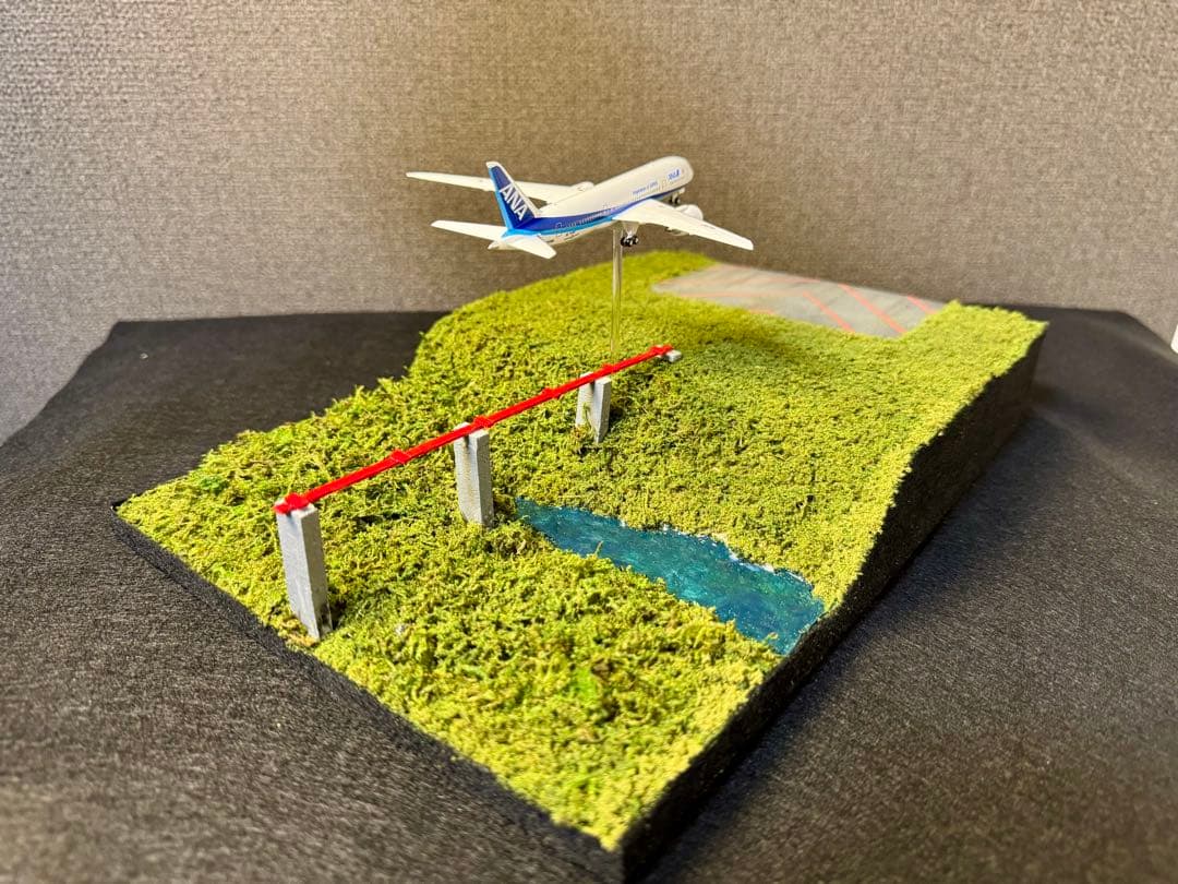 滑走路 進入灯 空港ジオラマ 1/500 着陸体勢 フルスクラッチ 航空機模型